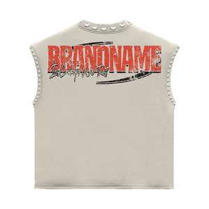 Streetwear personnalisé sans manches Rivet 100% coton surdimensionné Boxy débardeur Dtg impression graphique lavage à l'acide T-shirts - Product Image 1