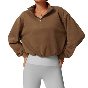 Sweat à capuche d'hiver pour femmes avec fermeture éclair High Street Style unisexe Double poches surdimensionné sweats amples haut vêtements d'extérieur en cuir - Product Image 2