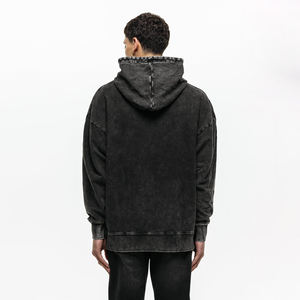Fabricant de sweats à capuche streetwear OEM - Sweat à capuche surdimensionné en coton délavé à l'acide et à ourlet brut personnalisé, style hip-hop - Product Image 2