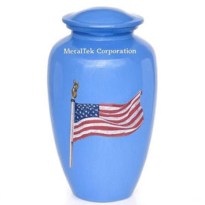 American flag cremation urn patriotic themed funeral urns aluminum metal military veteran memorial ashes adult cremation urns - Product Image 2
