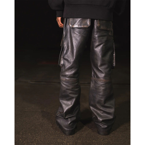 กางเกงหนังคาร์โก้ผู้ชายทรงเข้ารูป รุ่นขายออนไลน์ปี 2026 หนังนุ่ม สวมใส่สบาย ทันสมัย - Product Image 3