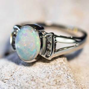 Australian <b>Opal</b> Stone Solid 925 Sterling Silver Unique Design Women Girl Wedding Band Engagement <b>Ring</b> Fashion Jewelry - Product Image 2