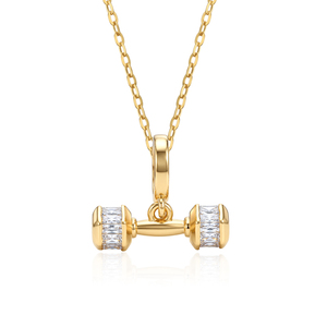 Pendentifs et breloques raffinés Jeulia Move My Way Breloque haltère taille baguette plaqué or 18 carats - Product Image 2