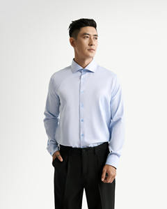 Chemises ajustées à manches longues pour hommes, respirantes, décontractées, infroissables, 100 % coton, couleur unie, bouton unique, fabriquées au Vietnam, collection automne - Product Image 1