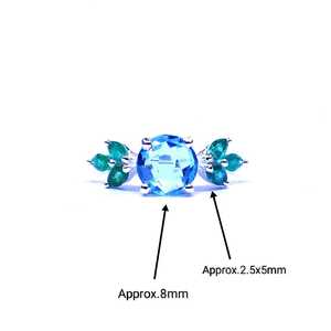 Anillo de Plata de Ley 925 chapado en oro Esmeralda y Topacio azul - Product Image 1