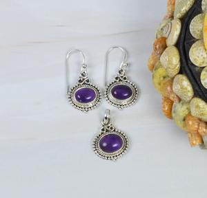 Bijoux pour femmes Ensemble de boucles d'oreilles pendantes en argent sterling 925 avec améthyste violette Ensemble de boucles d'oreilles pendantes en argent 925 pour femmes Bijoux - Product Image 3
