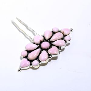 Anillo de plata de ley natural, horquillas de plata con piedras preciosas de concha Rosa natural, joyería mexicana Navajo, horquillas de Plata de Ley 925 - Product Image 2