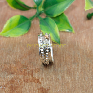 Handmade 925 Sterling Silver Spinner <b>Ring</b> with Dual Heart Design | Meditation & <b>Fidget</b> <b>Ring</b> <b>Fidget</b> Meditation Thumb Band <b>Ring</b> - Product Image 2