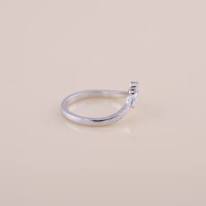 IGI Certified Marquise Diamond V-Shaped Contour <b>Ring</b> in 14K White / Rose & Yellow Gold - Product Image 5