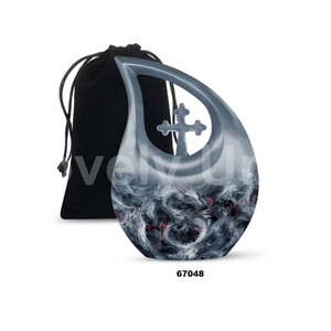 โกศใส่เถ้ากระดูกของผู้ใหญ่ผู้ใหญ่ลายมังกรฉีกเป็นชิ้นพร้อมถุงกำมะหยี่ฟรี - Product Image 5