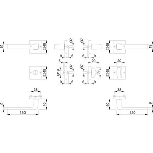 Dublin 1124/843KV/843KVS Aluminum F1 Square SK/OL DIN Left/Right D/D HOPPE Rosette Set Metal <b>Key</b> <b>Chains</b> - Product Image 3