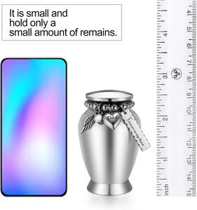 Urnas personalizadas de plata corazón-papá para cenizas humanas urnas de recuerdo con amuleto cruzado Mini urnas de cremación tamaño personalizado de acero inoxidable - Product Image 3