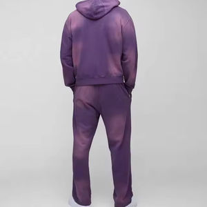 OEM Logo personnalisé Couleurs contrastées Survêtements en molleton de coton unisexe pour hommes de grande taille Pantalon empilé Sweat à capuche Survêtement d'hiver - Product Image 2