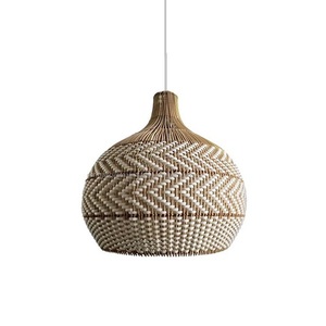 Lámparas Colgantes de Mimbre de Bambú Natural Tejidas a Mano con Marco de Hierro, Bombilla LED E27, Tamaño y Color Personalizables - Product Image 4