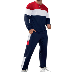 Venta al por mayor Chándal Hombres 2 piezas 100% Algodón Cremallera Chaqueta Cintura con cordón Pantalones de chándal Conjunto Casual Trajes de calle - Product Image 6