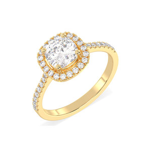 REYES Bague en diamant HPHT CVD de taille coussin 1.73 carats pour femme, plaqué rhodium en or massif 14K 18K - Product Image 1