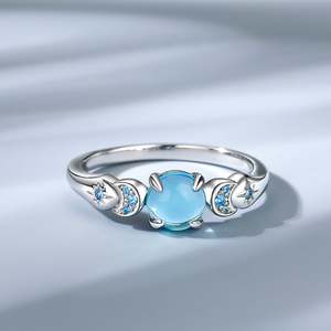 Bague Jeulia Fantasy Star and Moon Sea Glass en argent sterling plaqué or rose, ajustable, incrustation éternelle - Product Image 6
