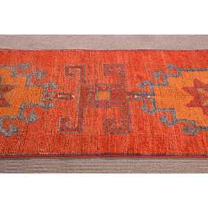 Vintage <b>Runner</b> Rug 3x11.5 ft, <b>Red</b> Paisley Turkish Wool Rug - Product Image 4