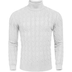 Pulls d'hiver pour hommes coupe ajustée anti-rides avec col rond pull en polyester de couleurs unies - Product Image 1