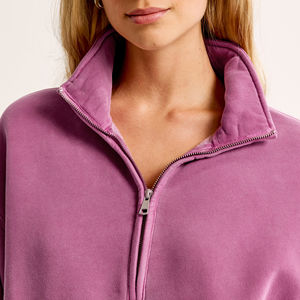 Sweats courts à col haut pour femmes couleur unie demi-fermeture éclair à manches longues poche kangourou Style Streetwear hiver sweats imprimés - Product Image 3