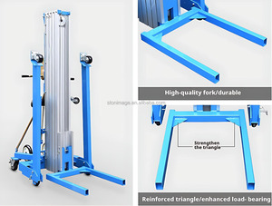 Xe nâng người bằng tay <span class=keywords><strong>mini</strong></span> thủy lực bằng nhôm, nâng tấm thạch cao, nâng hàng hóa, dây cáp thép, bánh xe di động, tải trọng 400kg - Product Image 5