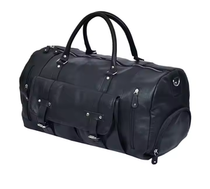 กระเป๋าดัฟเฟิลกระเป๋าหนังสีดำอเนกประสงค์และทนทานสำหรับการเดินทางและการใช้งานที่หลากหลายส่งตรงจากผู้ผลิตอินเดีย - Product Image 2