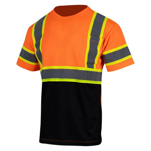 เสื้อยืดทำงานผู้ชายสีส้มดำสะท้อนแสง แถบสะท้อนแสง ผ้าฝ้าย ชุดยูนิฟอร์มนิรภัย ป้องกันไฟฟ้าสถิตย์ พิมพ์ลาย UV - Product Image 1