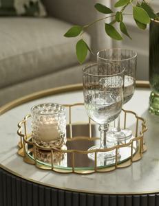 2026 Ramadan Decorations Hot Selling Modern Designer Rectangle <b>Gold</b> Metal <b>Mirror</b> Luxury Serving <b>Tray</b> - Product Image 5