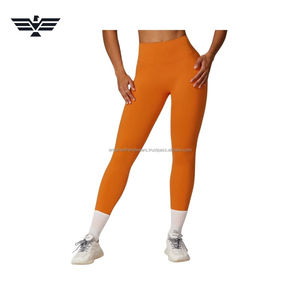 Meilleurs ensembles de leggings de yoga pour femmes, de haute qualité, couleur unie, longueur cheville, taille haute, élastique, en Spandex/Nylon, respirants, pour le fitness et la gym - Product Image 1
