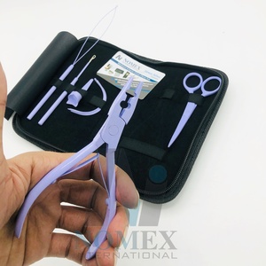 Kit de herramientas de extensión de cabello multifuncional al por mayor, alicates y tijeras de acero inoxidable para peinado, gancho de bucle, incluye Tijera - Product Image 4