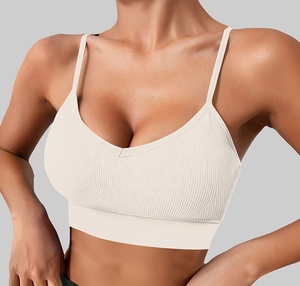 สปอร์ตบราคุณภาพสูงรุ่นใหม่สำหรับผู้หญิง ระบายอากาศได้ดี มีโลโก้ด้านหน้า รองรับทรงได้ดี เหมาะสำหรับโยคะ ฟิตเนส และออกกำลังกายที่ยิม สายรัดปรับได้ คอรูปตัวยู - Product Image 1