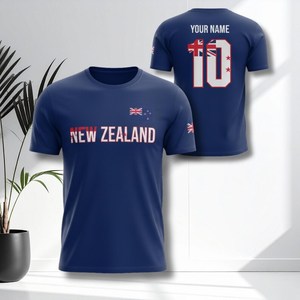 Set di Maglie da Calcio Ispirate alla Nuova Zelanda per Tifosi Blu Navy con Nome e Numero Personalizzati - Product Image 1