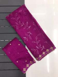 Hermoso Sari de seda para mujer con todo Jal Work of Water Sequence y Cutwork Fancy Border para fiesta todas las estaciones - Product Image 5