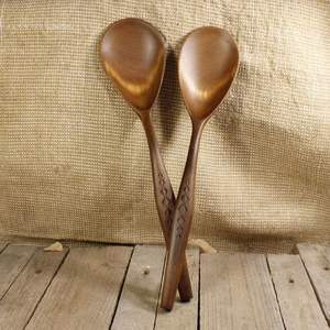 HOME CUILLÈRE EN BOIS SCULPING Logo personnalisé Ustensile de cuisine en bois naturel Cuillère en bois d'acacia solide pour la cuisine - Product Image 3