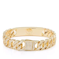 Bracelet pour homme en argent sterling 925 de 10 g avec un élégant design de plaque ronde en diamant de laboratoire, bijoux haut de gamme du Gujarat, Inde