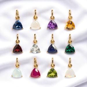 Pierre de naissance péridot trillion pendentif broche réglage breloques bijoux bijoux de mode en gros bas prix pendentifs - Product Image 5