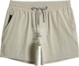 Pantalones cortos de gimnasio con cintura elástica cómodos para hombre, pantalones cortos atléticos con patrón sólido y cremallera, estilo informal ecológico con bolsillos - Product Image 5