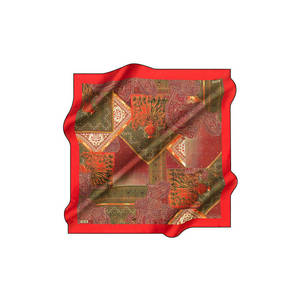 <b>Red</b> Cotton Square Patterned <b>Scarf</b> - Product Image 1