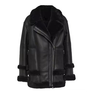 Chaqueta de Cuero Bomber para Mujer, Abrigo Cálido de Piel de Oveja, de Alta Calidad, para Invierno, Novedad de 2025 - Product Image 1