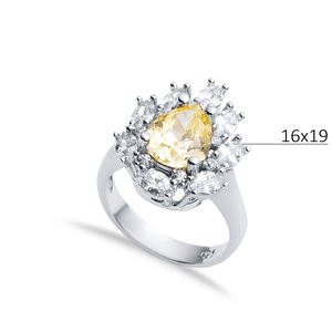 แหวนหิน Citrine CZ ทรงลูกแพร์ทำจากเงินทำมือ925เครื่องประดับเงินสเตอร์ลิงทำด้วยมือเครื่องประดับแฮนด์เมด - Product Image 3