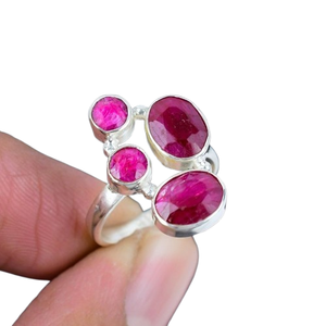 เครื่องประดับแหวนคลาสสิกสำหรับผู้หญิงเครื่องประดับเงินสไตล์ Boho 925เงินแท้ทับทิมพลอยแฮนด์เมดของขวัญสำหรับภรรยา - Product Image 1