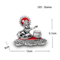 Nouveauté artisanat en métal personnalisé krishna murti argent plaqué flûte Krishna avec Matki décoration de la maison mariage retour cadeau indien