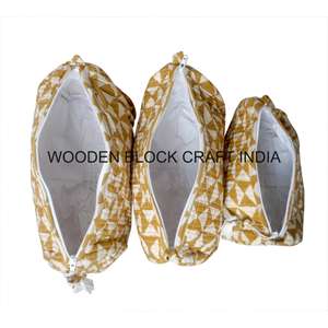 Tassel Pattern Quilted Cotton Bohemian <b>Large</b> Eco-Friendly <b>Makeup</b> <b>Bag</b> Travel Cosmetic Organizer Carry Pouch with Zipper - Product Image 5