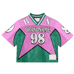 BRANDNAME Men's Pink Green Sporty Jersey Short Sleeve <b>V</b>-Neck Breathable Mesh T-Shirt Regular <b>Fit</b> With Pattern Number 98 - Product Image 1
