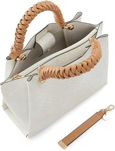 Women's Woven Pattern Tote Bag Braided Handle Shoulder <b>Handbag</b> <b>Medium</b> Synthetic Leather for Daily Shopping - Product Image 5