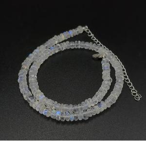 100% cuentas de piedra lunar de Fuego Azul Natural chapado en oro Collar de plata de ley 925 joyería regalo hecho a mano mujeres artesanía india - Product Image 2