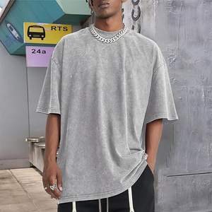 Venta al por mayor 100 algodón lavado ácido camiseta de gran tamaño 250Gsm peso pesado camiseta para hombres 100% algodón camiseta para hombres ajuste suelto - Product Image 4
