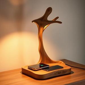 Artisanat en bois poli Lampe de table Horloge Boîtes Signes muraux à des fins décoratives - Product Image 6