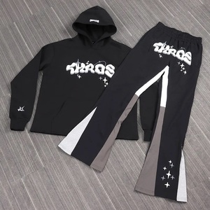 เซ็ตสเวตเตอร์และฮู้ดสำหรับผู้ชาย, ชุดวอร์มกางเกงผ้าคอตตอนมีฮู้ดและกางเกงวอร์มทรงหลวมมีซิปรูด100% - Product Image 3