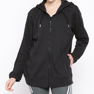 Pull à capuche en coton épais avec fermeture éclair complète, imprimé Logo personnalisé, couleur unie, grande taille, épaules tombantes, vente en gros - Product Image 6